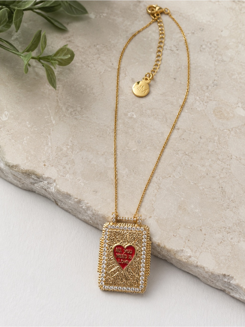 NWT Mayamar 24K Gold Plated Red Heart Bohemian Pendant Necklace 17.5”+2”